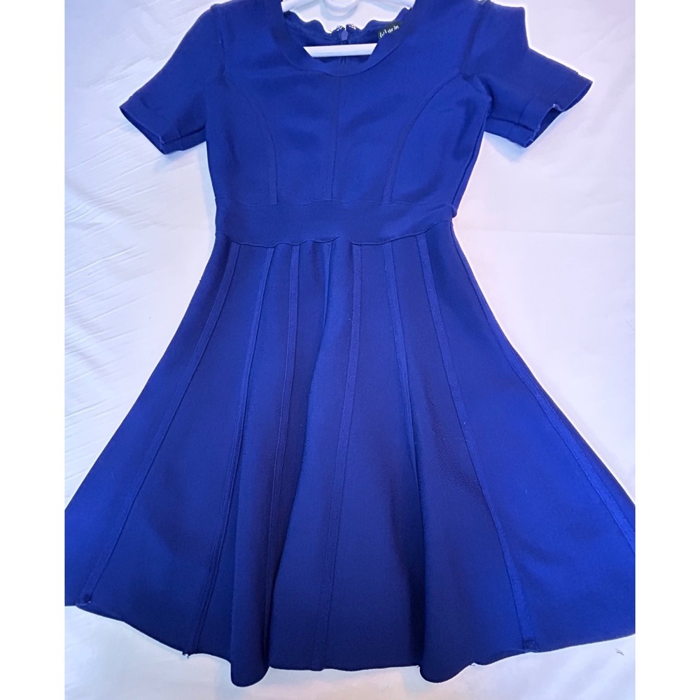 The Letter Royal Blue Knit Dress Fit Flare Pantene Jersey Work Cocktail Wedding